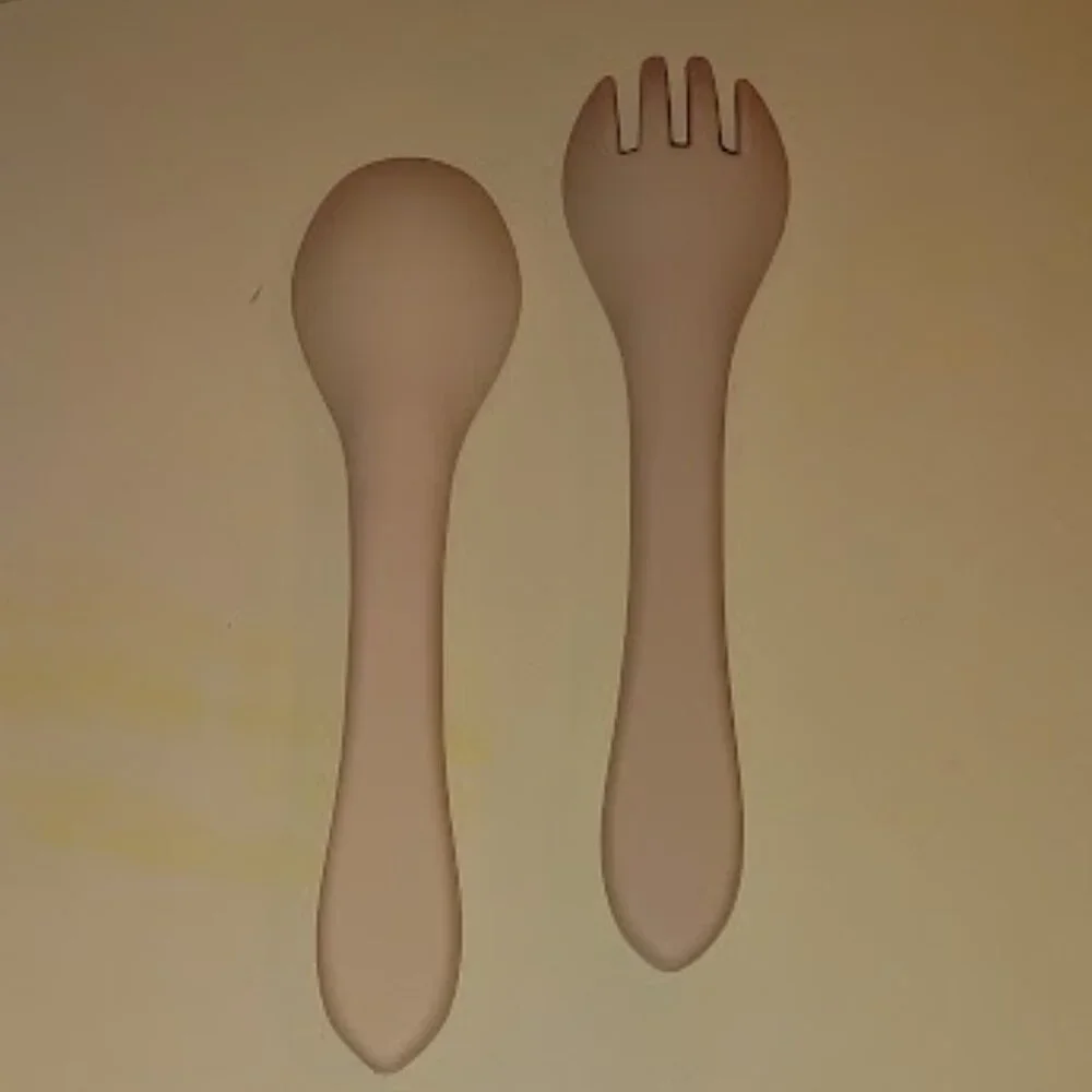 SILICONE BABY'S FIRST DISHES 6 PIECE SET NEW BEIGE DISHWASHER SAFE BPA PVC FREE